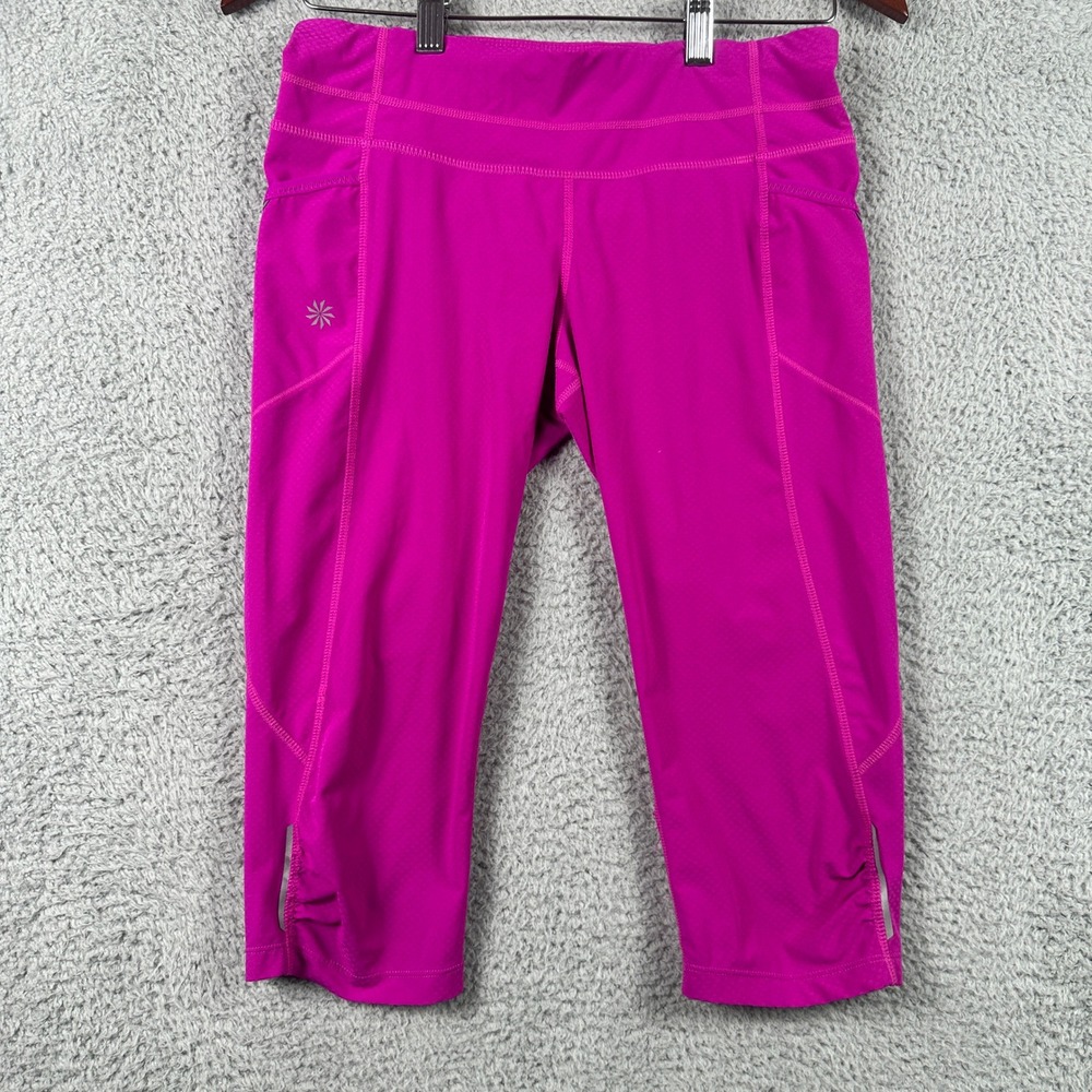 Athleta Be Free Knicker Leggings Womens Small Pink Capri Running Pockets